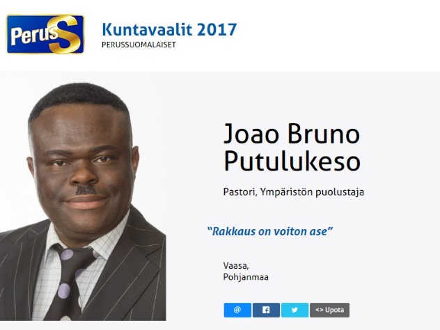 Темнокожий мигрант-пастор идет в депутаты от финской националистической партии