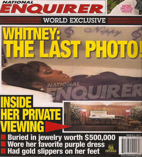 Снимки мертвой Уитни ХЬЮСТОН, опубликованные американским таблоидом, подстрекнули гробокопателей