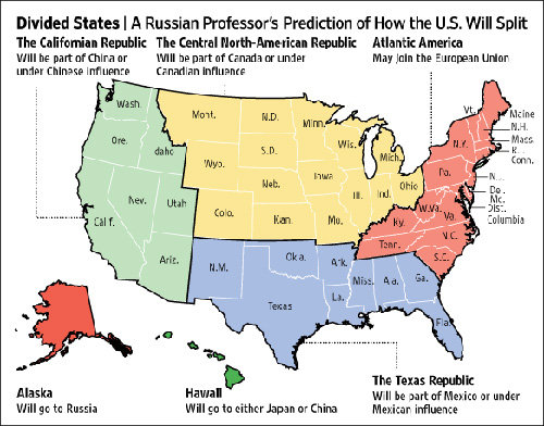 Карта ПАНАРИНА «США-2010» опубликованная авторитетным американским журналом